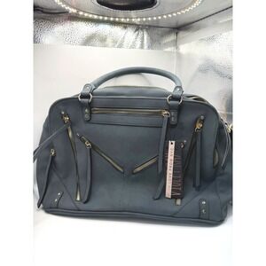 Violet Ray NYC Teal Satchel Handbag Gold Hardware Vegan Leather UWV2877FM NEW